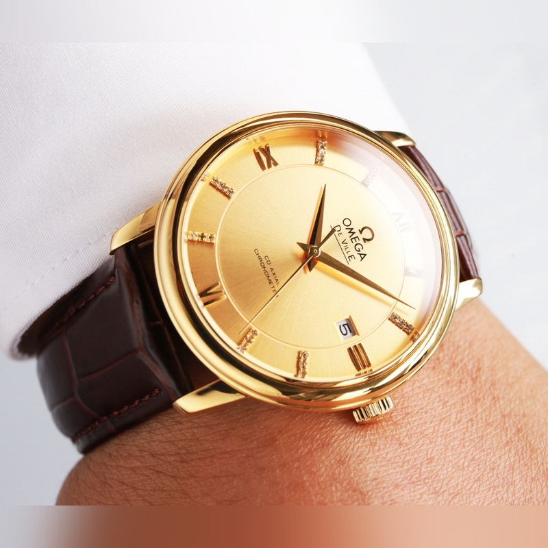 Omega De Ville Couple Replica Watch Original Sunburst Dial Authentic Quality-5