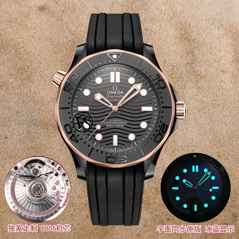Omega Seamaster 300M Black PVD Elegant Luxury Dive Replica Watch-4