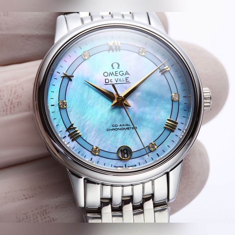 Omega De Ville Ladies Replica Watch V Version Genuine Pearl Dial-3