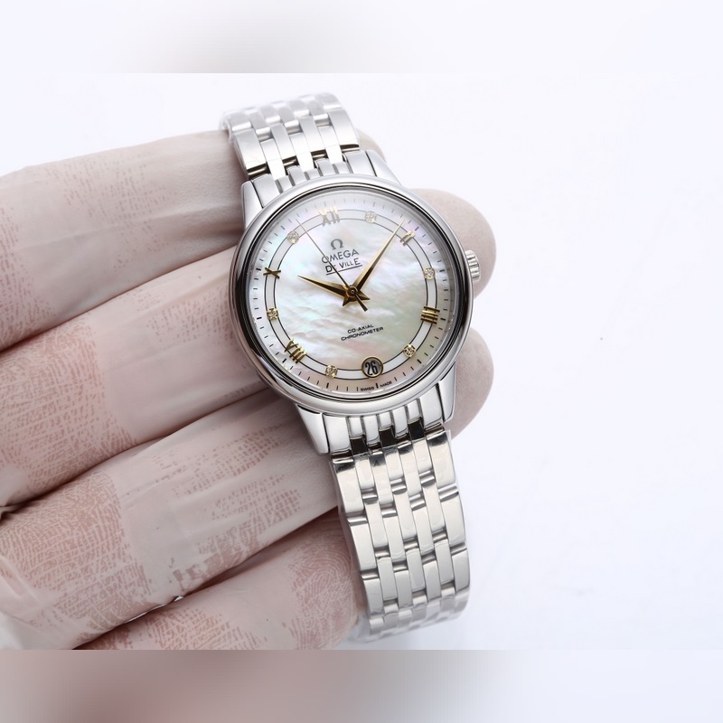 Omega De Ville Ladies Replica Watch V Version Genuine Pearl Dial-4