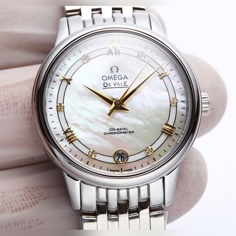 Omega De Ville Ladies Replica Watch V Version Genuine Pearl Dial-5
