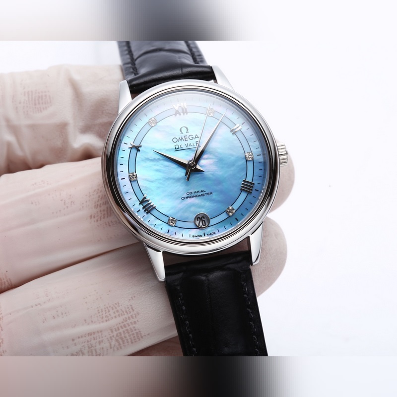 Omega De Ville Lady Replica Watch V Factory Genuine Natural Mother-of-Pearl Dial-2