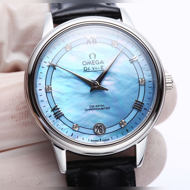 Omega De Ville Lady Replica Watch V Factory Genuine Natural Mother-of-Pearl Dial-3