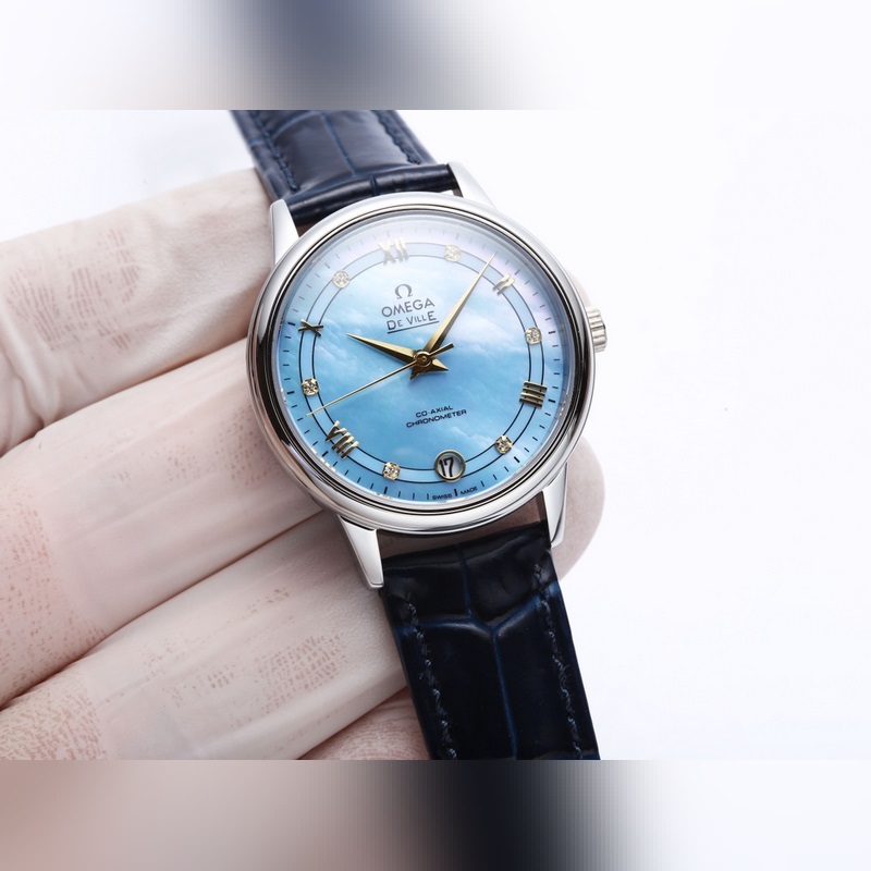 Omega De Ville Lady Replica Watch V Factory Genuine Natural Mother-of-Pearl Dial-5