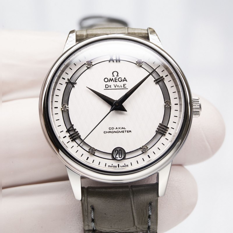 Omega De Ville Couple Replica Watch Sunburst Dial Arc Surface Sapphire Glass Genuine Quality-2