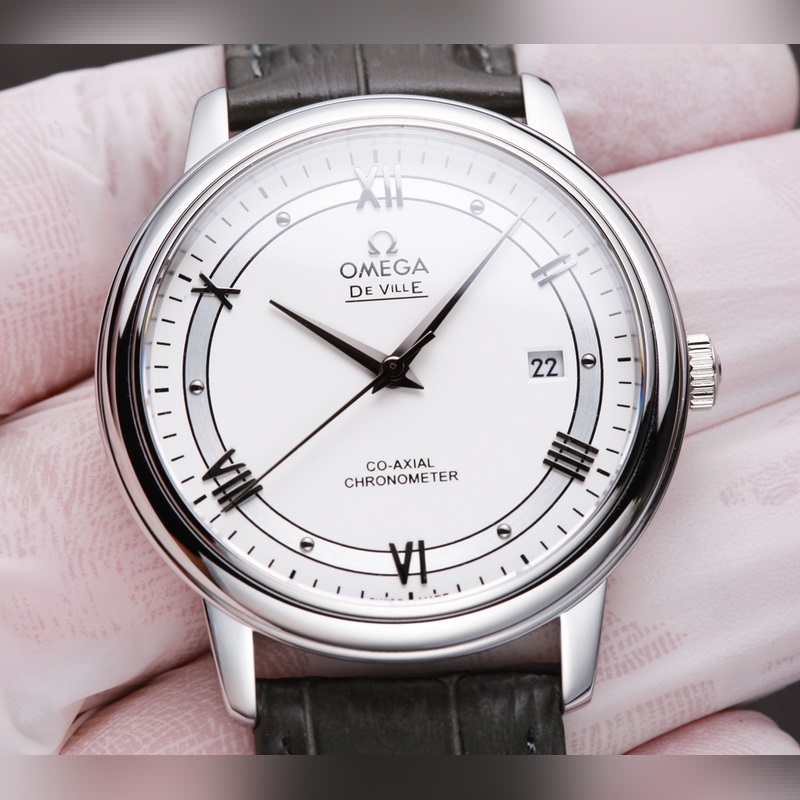 OMEGA De Ville Couple Replica Watch with Sunburst Dial and Sapphire Crystal-1