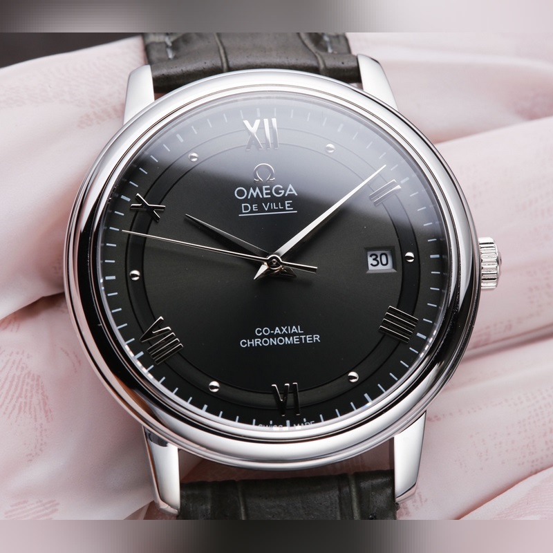 OMEGA De Ville Couple Replica Watch with Sunburst Dial and Sapphire Crystal-3