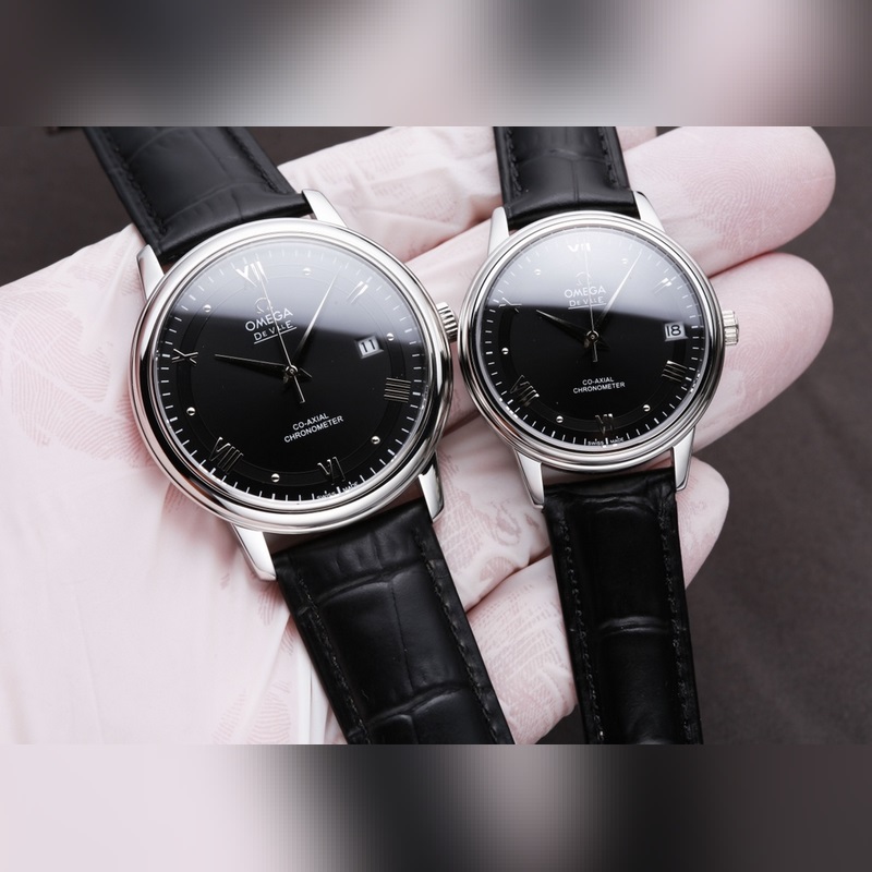 Omega De Ville Series Couple Replica Watch Authentic Sunburst Dial Quality Timepieces-2