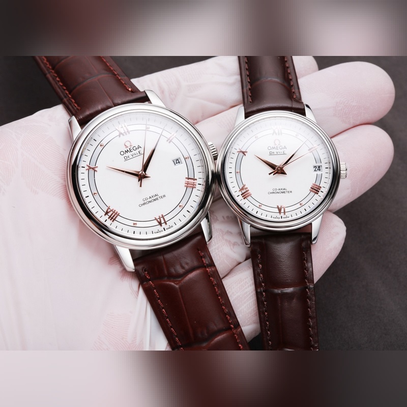 Omega De Ville Series Couple Replica Watch Authentic Sunburst Dial Quality Timepieces-4