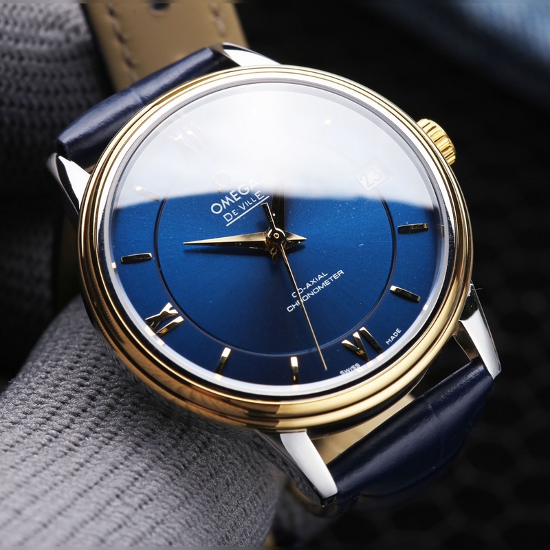 Omega De Ville Co-Axial Couple Replica Watch Sunburst Dial Authentic Quality-1