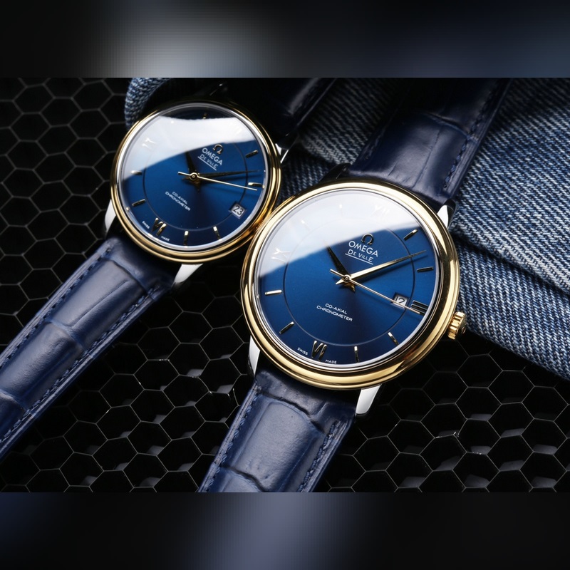 Omega De Ville Co-Axial Couple Replica Watch Sunburst Dial Authentic Quality-2