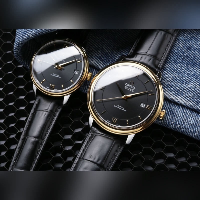 Omega De Ville Co-Axial Couple Replica Watch Sunburst Dial Authentic Quality-5
