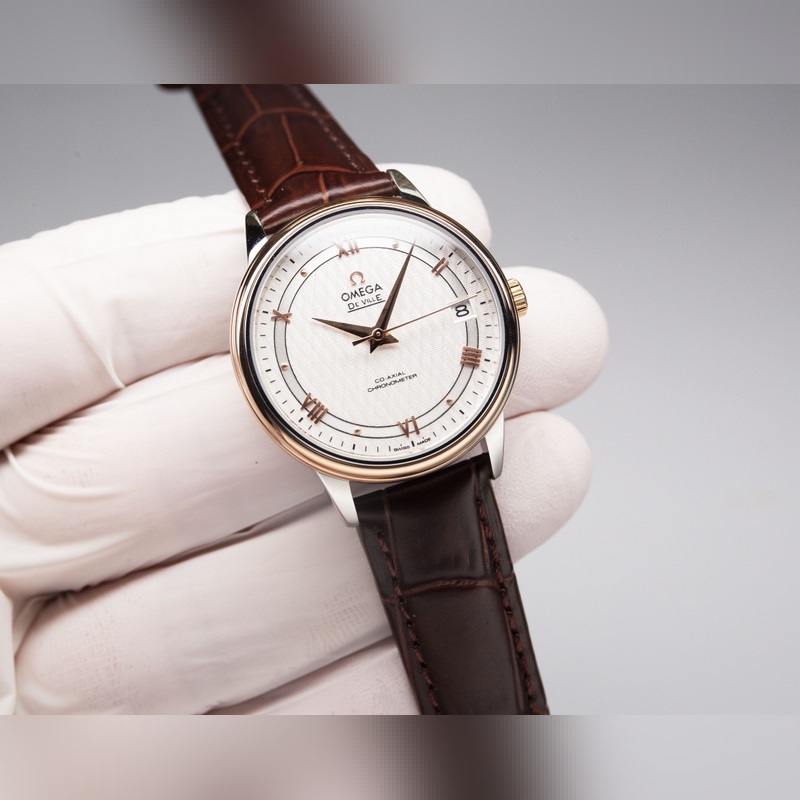 Omega De Ville Hour Vision Couples Replica Watch Genuine Sunburst Dial Sapphire Crystal-2