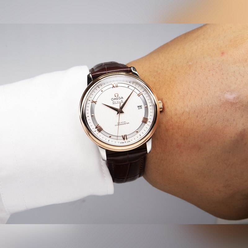 Omega De Ville Hour Vision Couples Replica Watch Genuine Sunburst Dial Sapphire Crystal-3