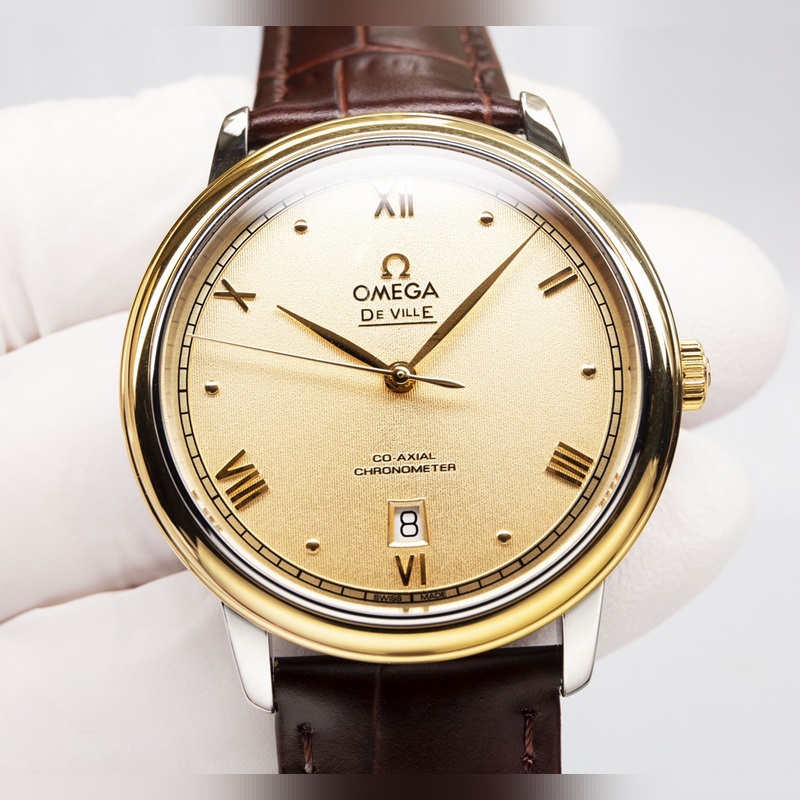 Omega De Ville Couple Replica Watch Authentic Sunburst Dial Arc Glass High Quality-1