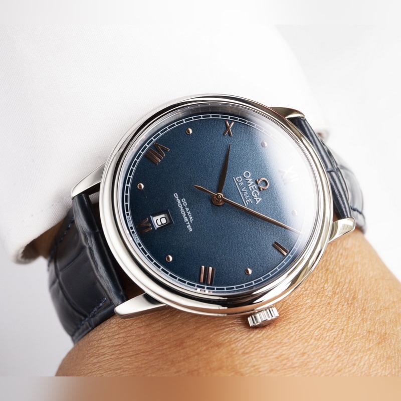 Omega De Ville Speedmaster Couple Replica Watch Genuine Sunburst Dial Quality Timepieces-5