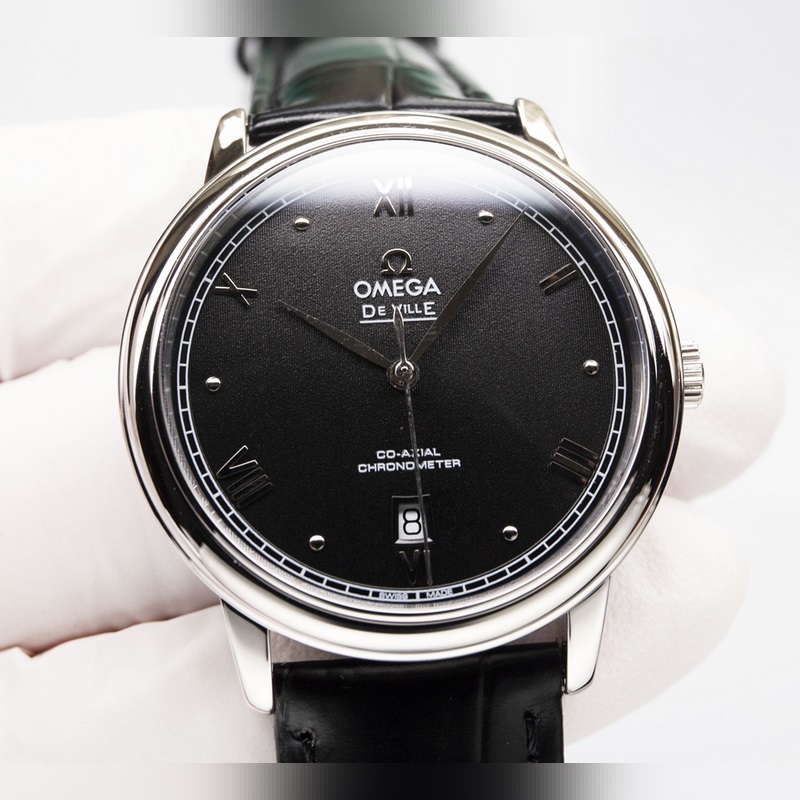 Omega De Ville Couple Replica Watch Genuine Sunburst Dial Arc Glass-1