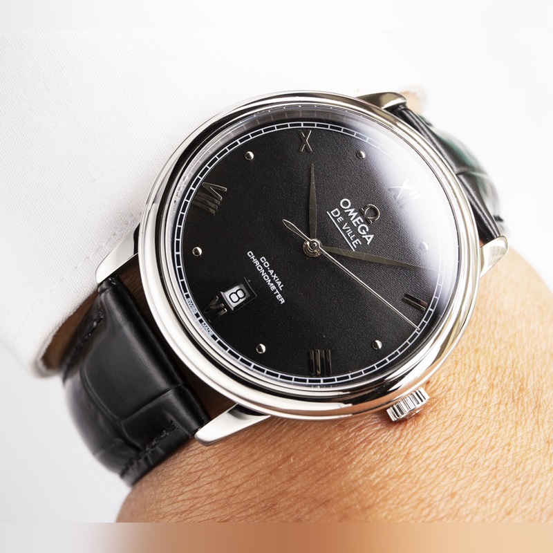 Omega De Ville Couple Replica Watch Genuine Sunburst Dial Arc Glass-5