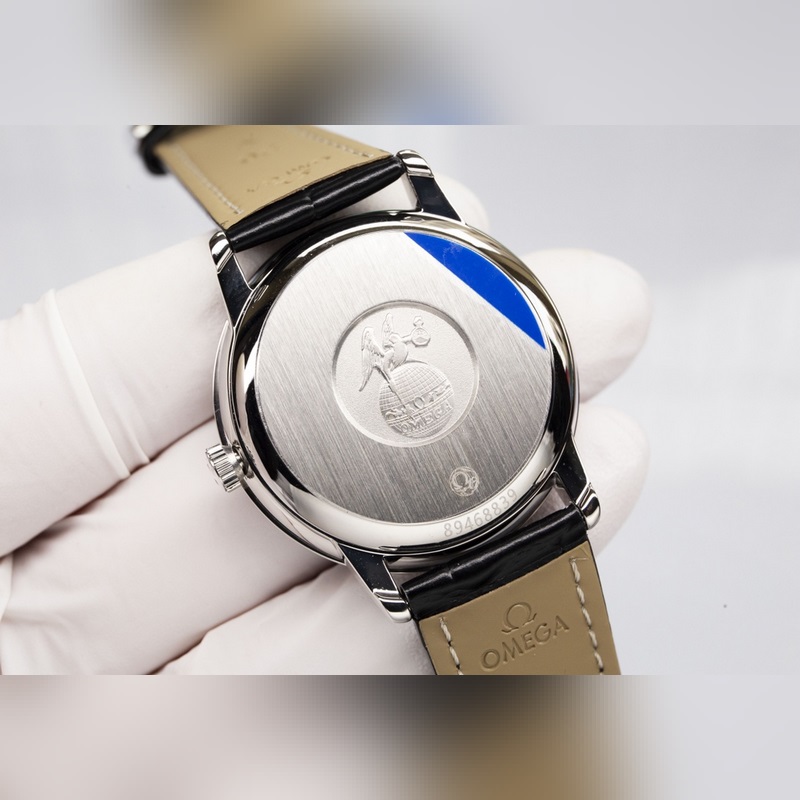 Omega De Ville Cosmic Couple Replica Watch Genuine Sunburst Dial Curved Sapphire Glass-8