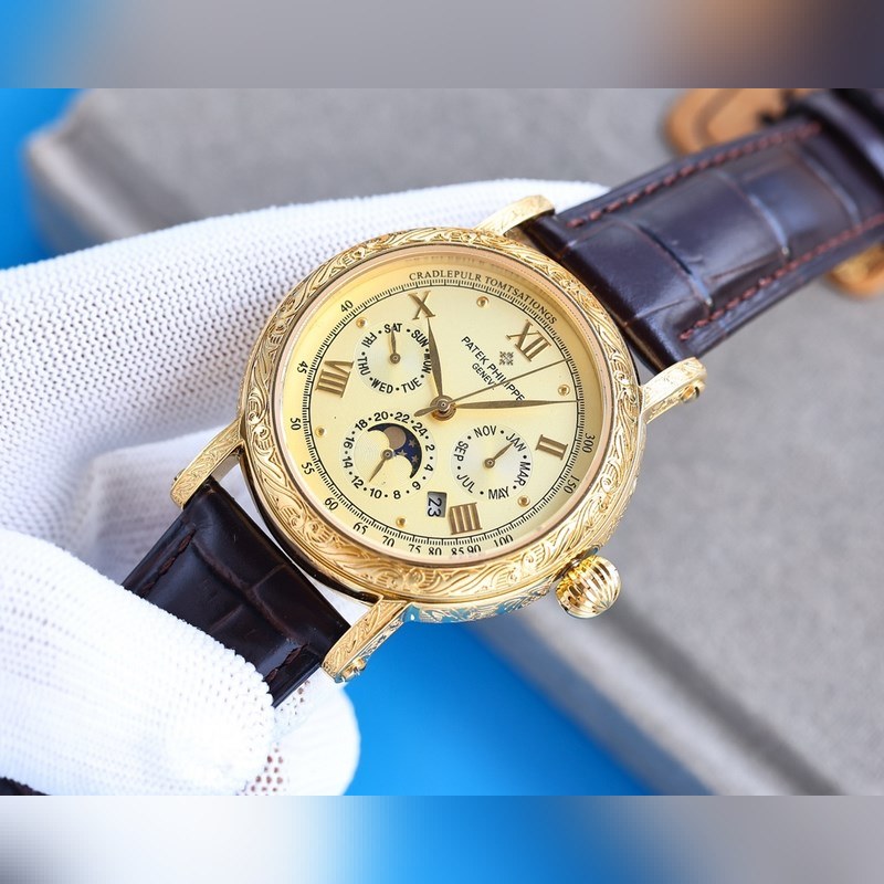 Patek Philippe Complications Handcrafted Engraved Replica Watch-5
