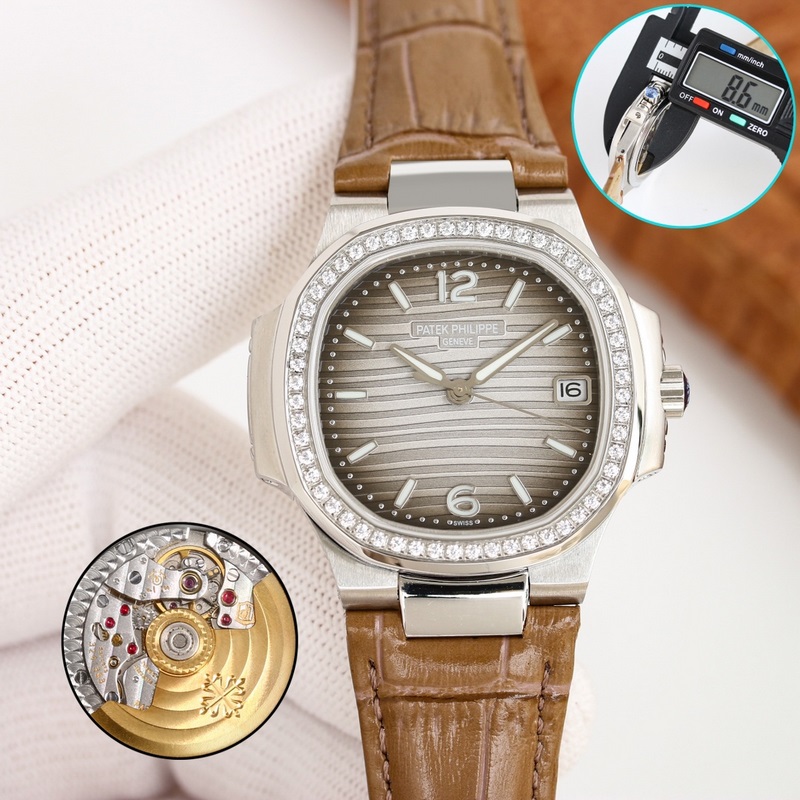 Patek Philippe Nautilus Women's Replica Watch Leather Strap Elegant Sports Model-3