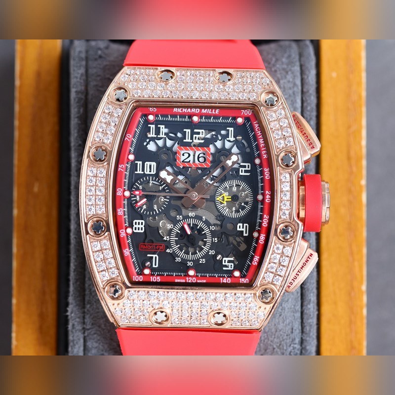 Richard Mille RM-011 Full Diamond Six-Hands Multifunction Replica Watch-3