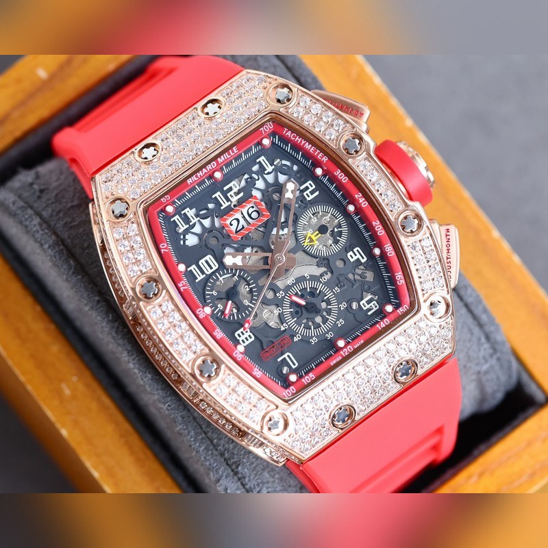 Richard Mille RM-011 Full Diamond Six-Hands Multifunction Replica Watch-4
