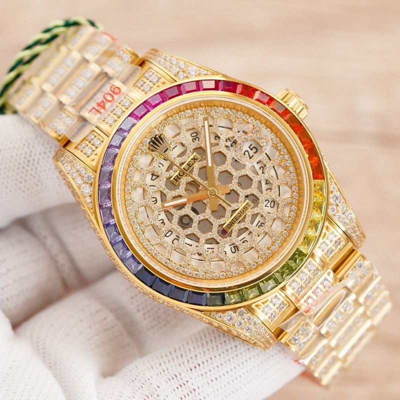Rolex Day-Date Rainbow Diamond Dial 41mm Luxury Design-2