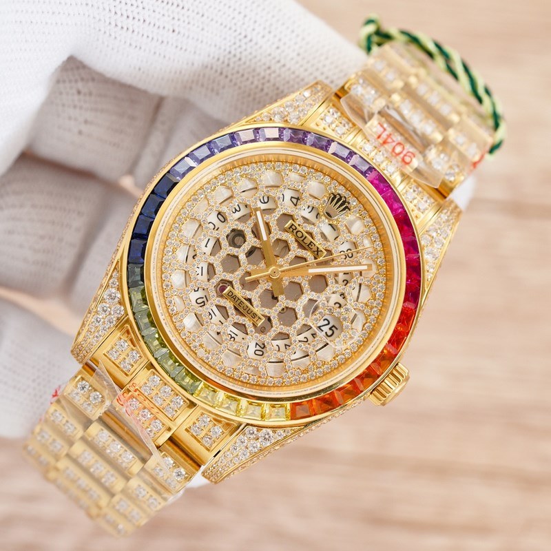 Rolex Day-Date Rainbow Diamond Dial 41mm Luxury Design-3