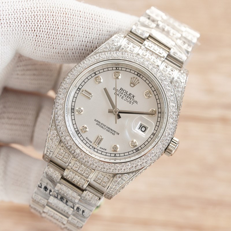 ROLEX Datejust 41mm Full Diamond Men's Replica Watch-2