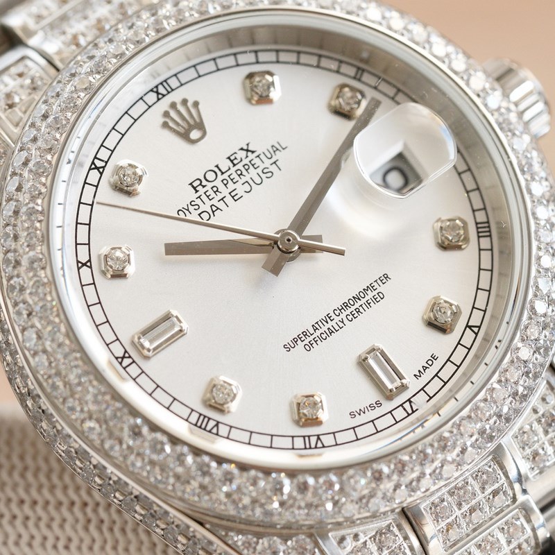 ROLEX Datejust 41mm Full Diamond Men's Replica Watch-4