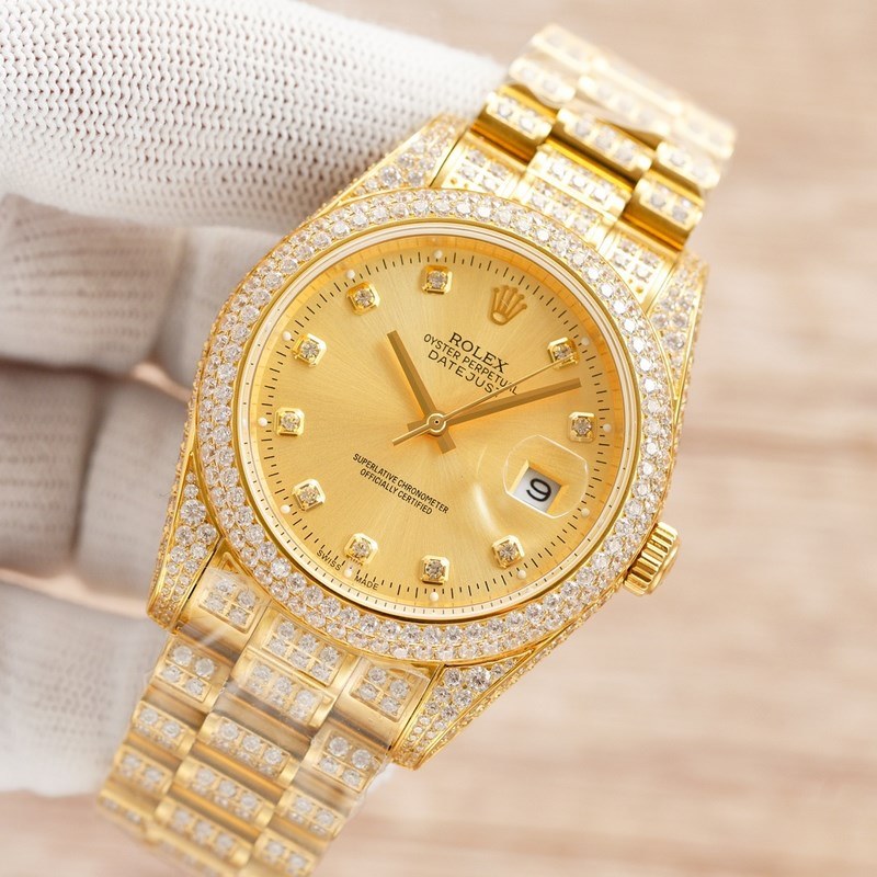 OLEX Rolex Men's Full Diamond Datejust 41mm Luxury Replica Watch-2