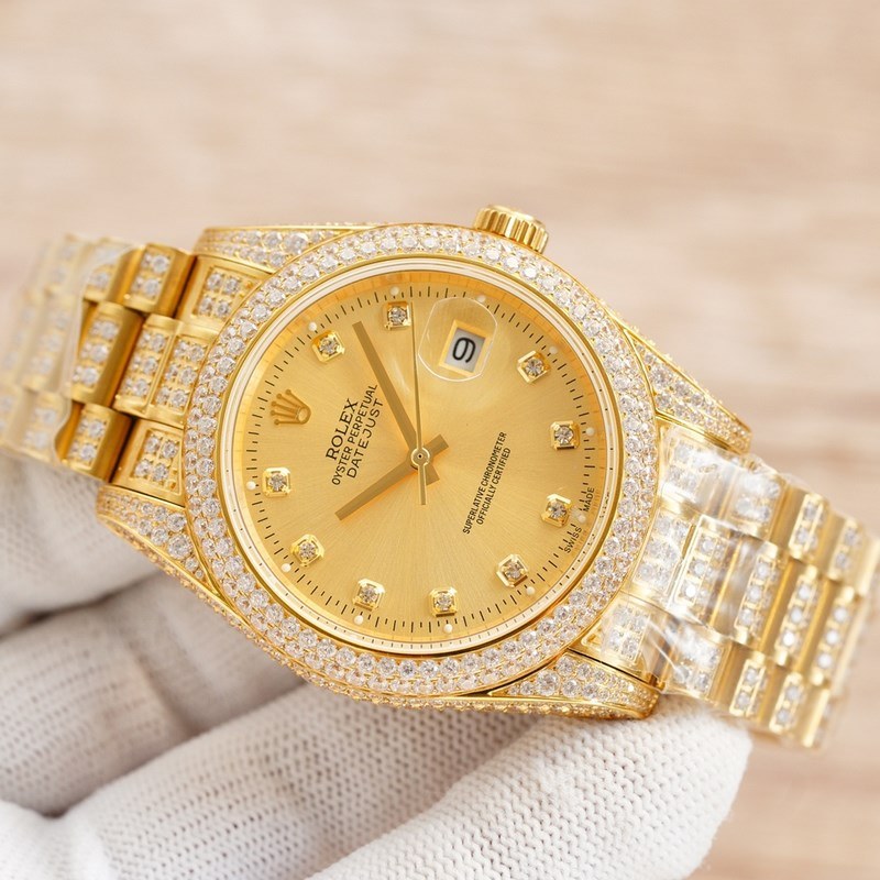 OLEX Rolex Men's Full Diamond Datejust 41mm Luxury Replica Watch-3