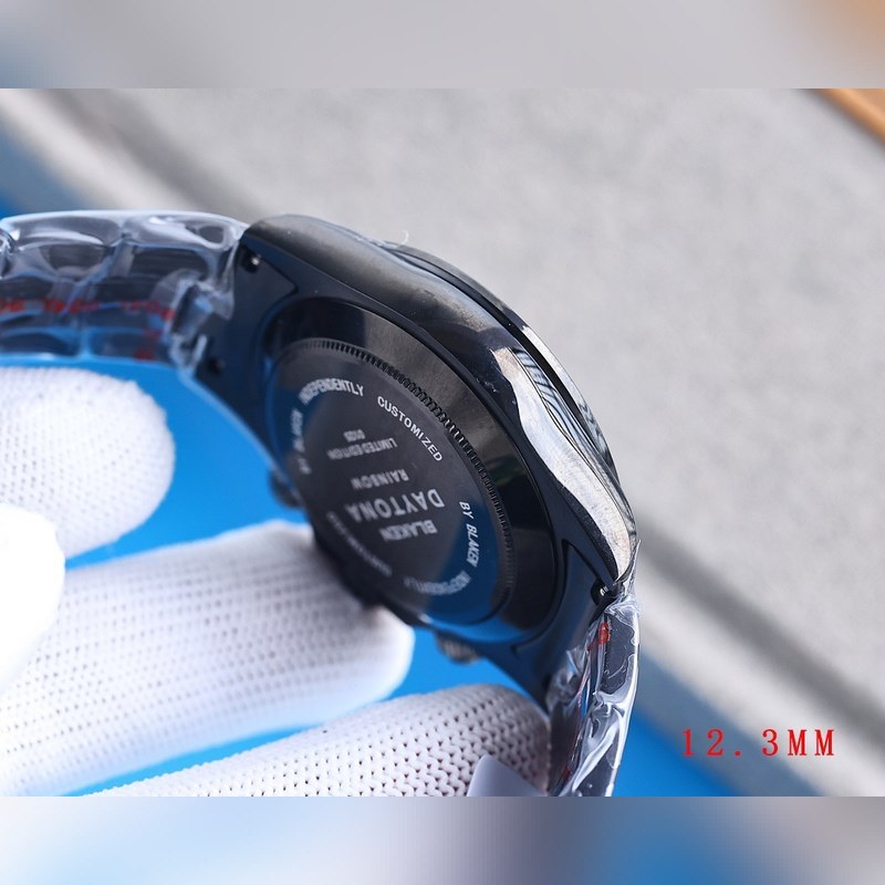 RILEX Rolex Daytona Super Thin Upgraded Rainbow Diamond 12.3mm Black Steel-5