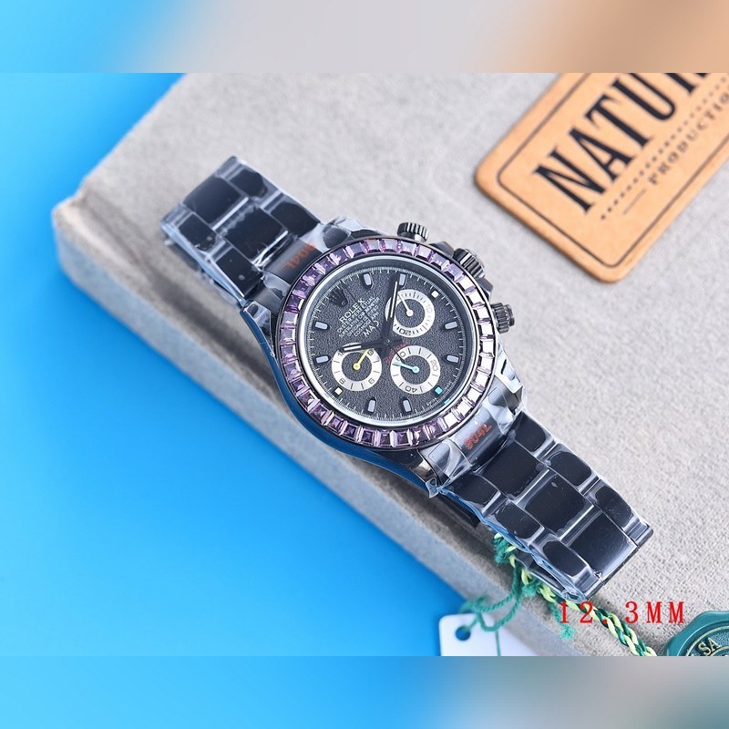 Rolex RILEX Daytona 4th Gen 12.3mm Black Steel Rainbow Diamond-3