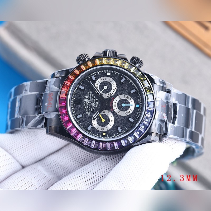 Rolex RILEX Daytona 4th Gen 12.3mm Black Steel Rainbow Diamond-5