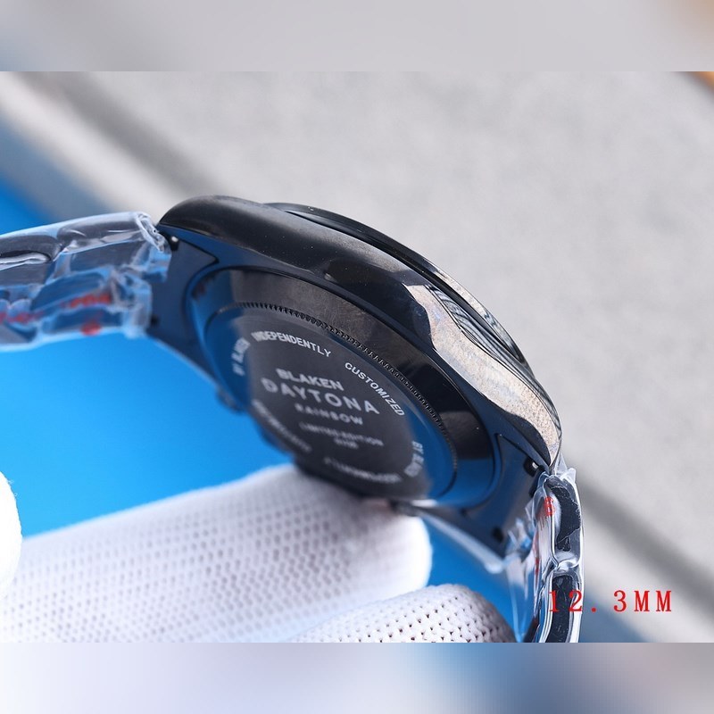 RILEX Rolex Daytona 4th Gen Super Slim Rainbow Diamond 12.3mm Black Steel-8