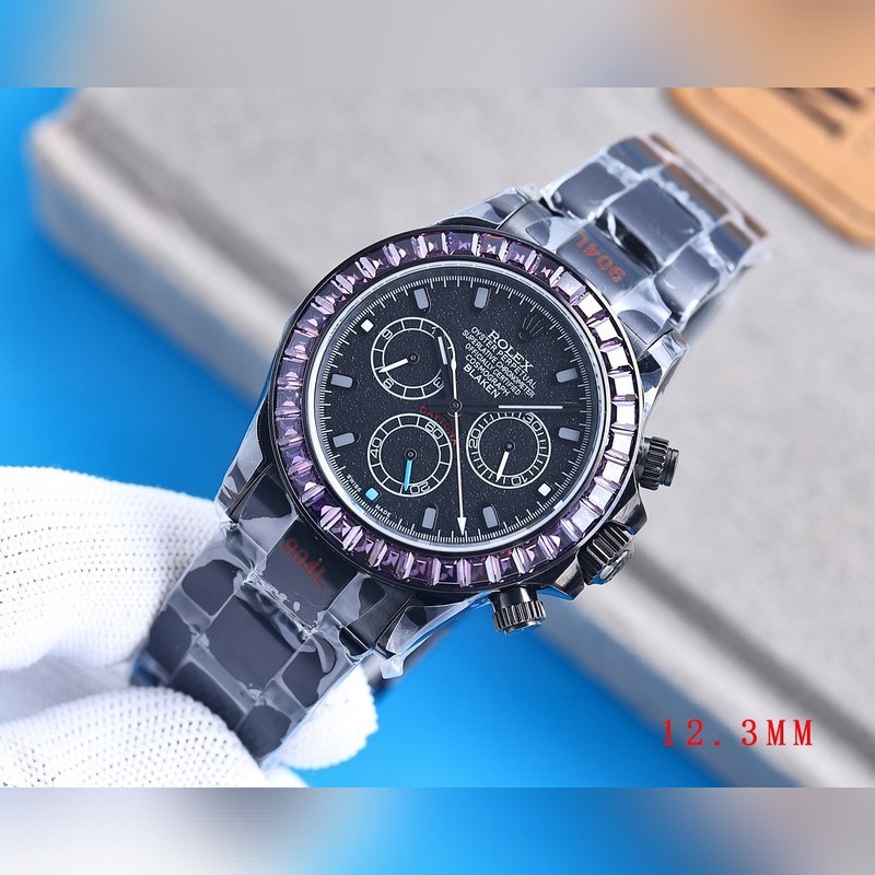 RILEX Rolex Daytona 4th Gen Stainless Steel Black Rainbow Diamond 12.3mm-3