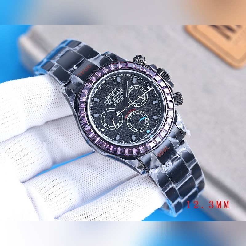 RILEX Rolex Daytona 4th Gen Stainless Steel Black Rainbow Diamond 12.3mm-4