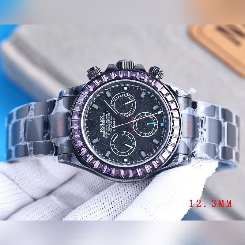 RILEX Rolex Daytona 4th Gen Stainless Steel Black Rainbow Diamond 12.3mm-5