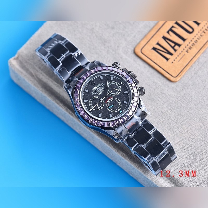 RILEX Rolex Daytona 4th Gen Stainless Steel Black Rainbow Diamond 12.3mm-8