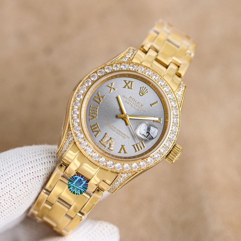 Rolex Pearlmaster 34mm Women's Replica Watch 904 Stainless Steel Elegant Design-4