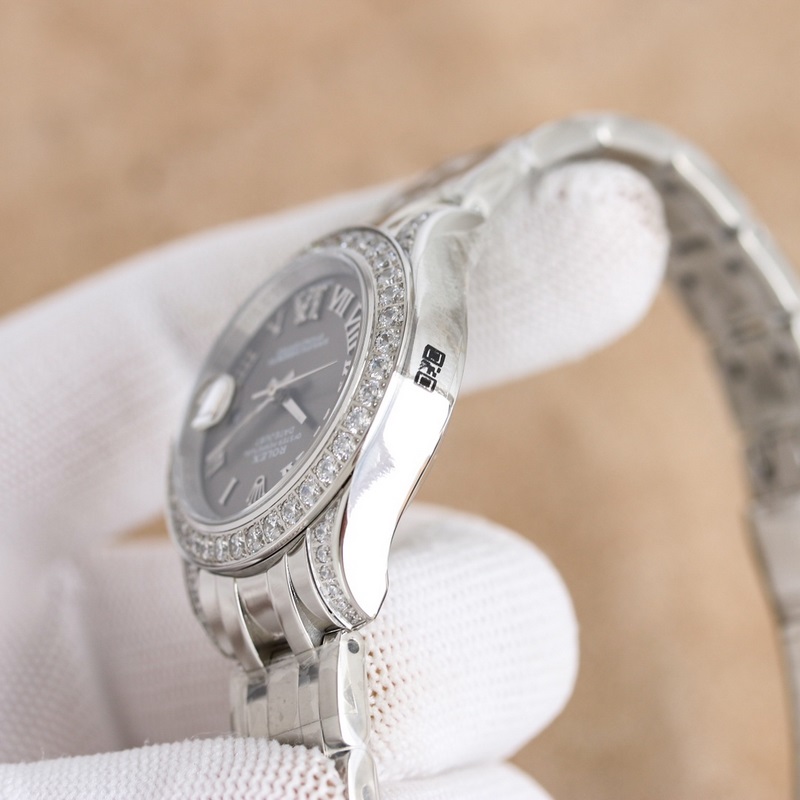 Rolex Pearlmaster 34mm Women's Replica Watch 904L Steel Elegant Pearl Design-4