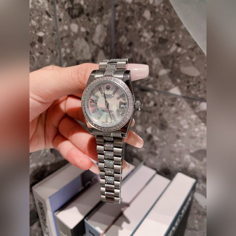 Rolex Day-Date Classic Women's Solid Steel Bracelet Original Strap Imported Movement-3