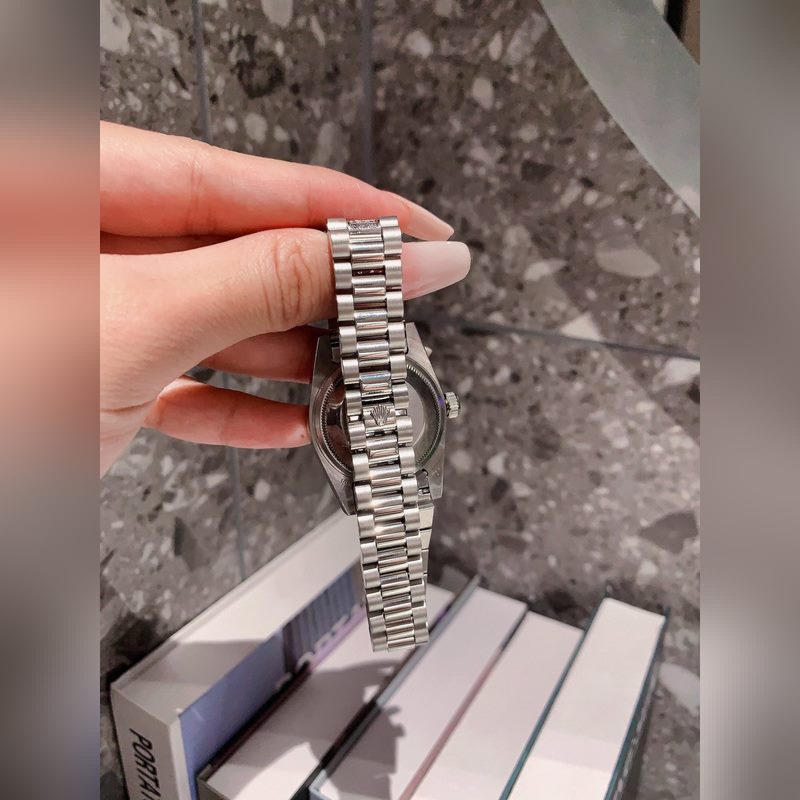 Rolex Day-Date Classic Women's Solid Steel Bracelet Original Strap Imported Movement-4