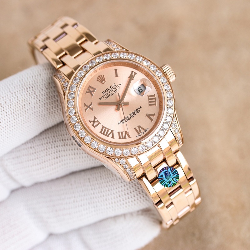 Rolex Pearlmaster 34mm Women's Replica Watch 904L Steel Elegant Design-3
